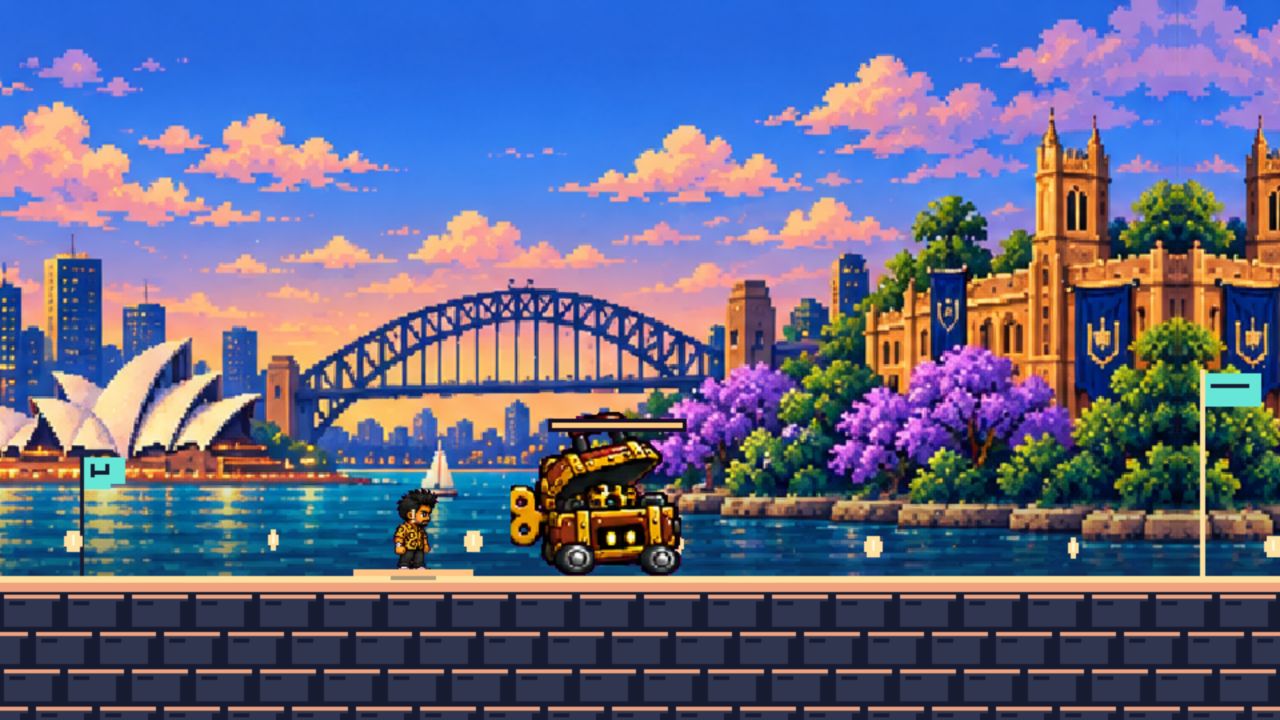 Anim facing the gold clockwork Gearbox Captain boss, with its health bar above the arena.